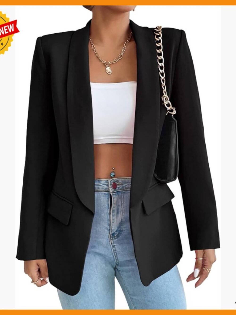 Women's Slim Fit Blazer Shawl Collar Long Sleeve Open Front Office Jacket
